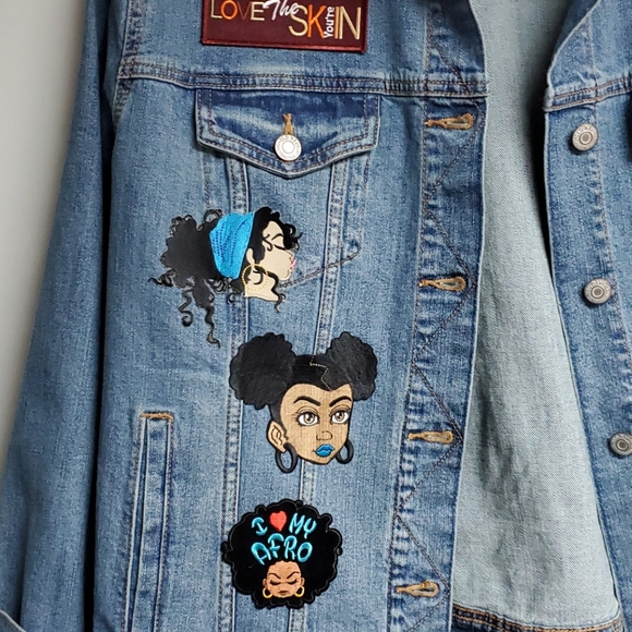 CUSTOM 1 OF 1 Denim Jacket w/ patches - Picture 2 of 7